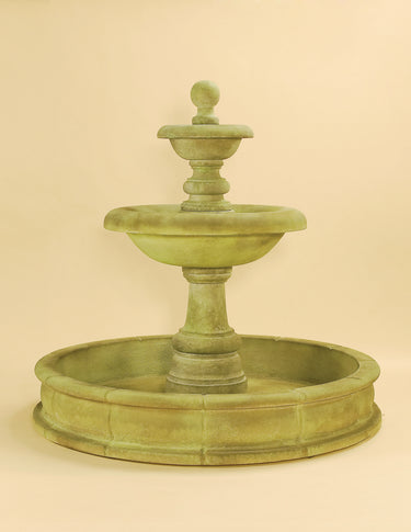 Villa Santini Two-Tier Tall Outdoor Pond Fountain – Cast Stone Elegance by Giannini
